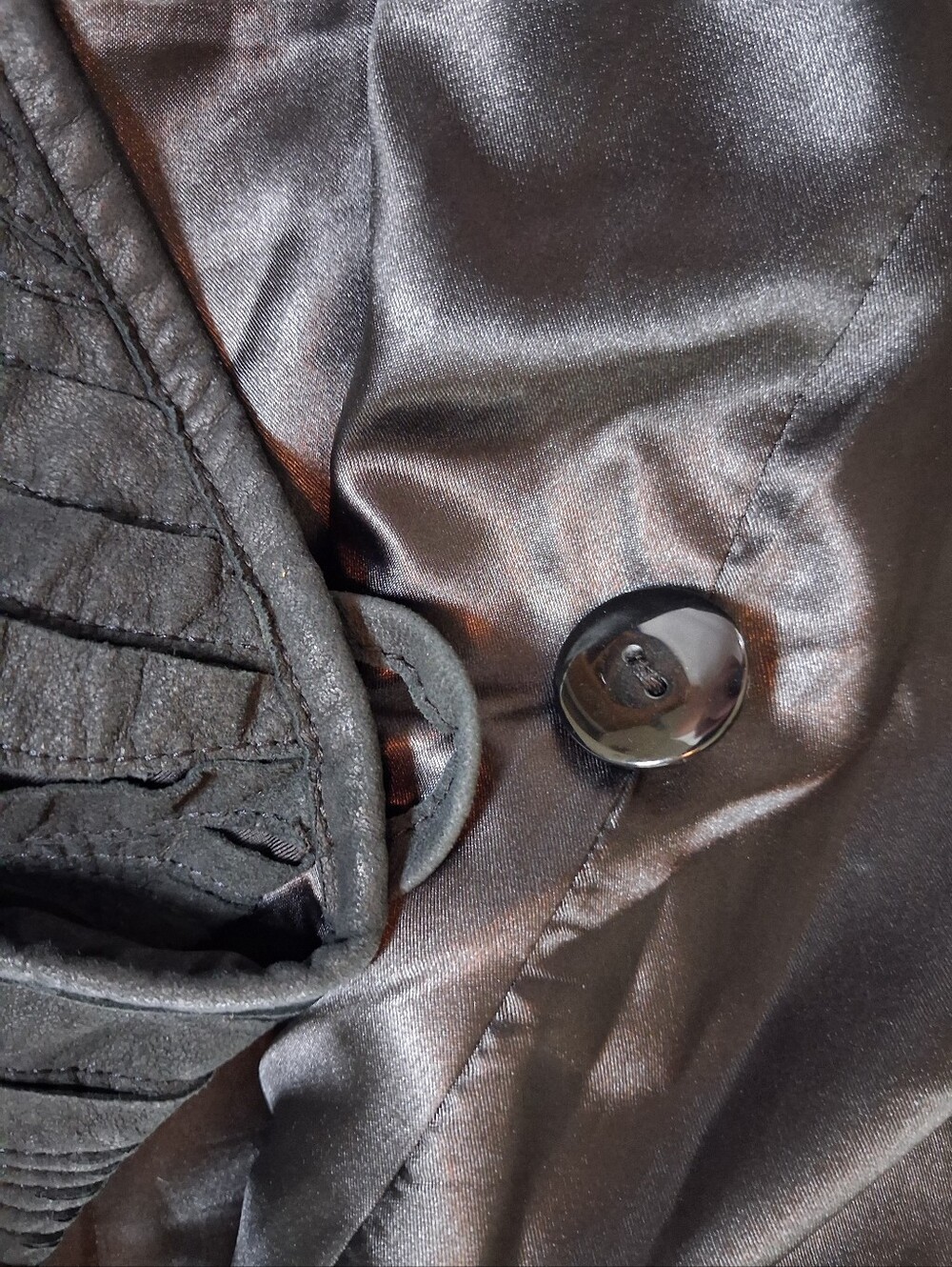 My Tribe Womens Black Leather Moto Jacket Shawl Collar Size XS - Picture 10 of 16